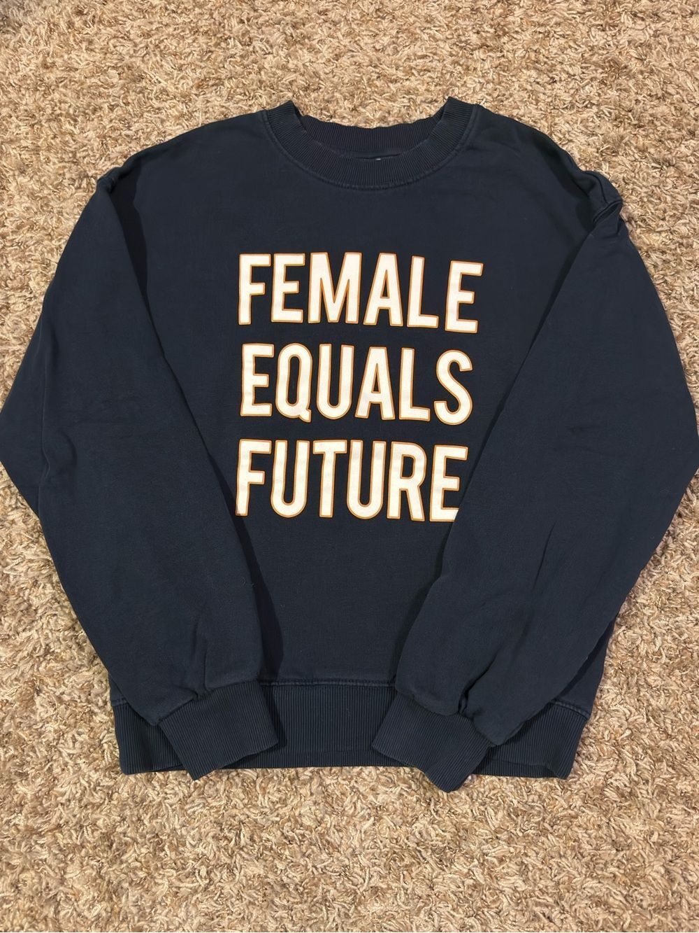 H&M Divided Womens Crewneck Sweatshirt Female Equals Future Navy White Size S